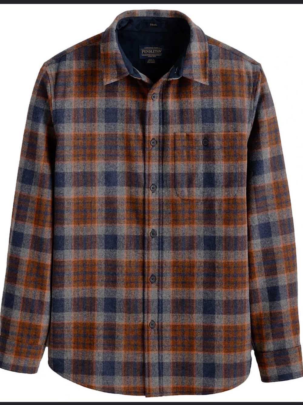 NWT Pendleton Men's Plaid Trail Wool Long-Sleeve Shirt size s